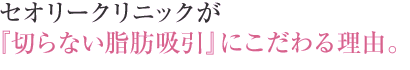 セオリークリニックが『切らない脂肪吸引』にこだわる理由。