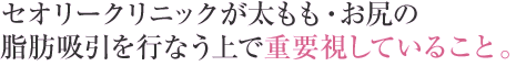セオリークリニックが太もも・お尻の脂肪吸引を行なう上で重要視していること。