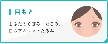 目もと まぶたのくぼみ・たるみ、 目の下のクマ・たるみ