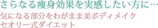 さらなる痩身効果を実感したい方に…　気になる部分をわがまま美ボディメイク　セオリー式ダイエット